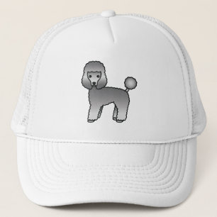 Grey Toy Poodle Cute Cartoon Dog Trucker Hat