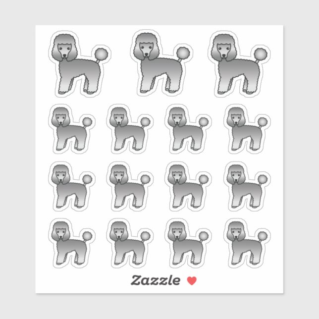 Grey Toy Poodle Cute Cartoon Dogs (Sheet)