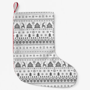 Grey Traditional Scandinavian Nordic Christmas Small Christmas Stocking