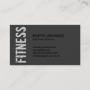Grey Trainer Fitness Modern Business Card