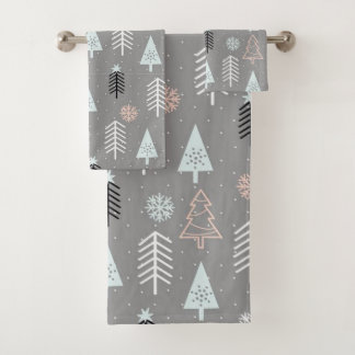 grey trees christmas bath towel set