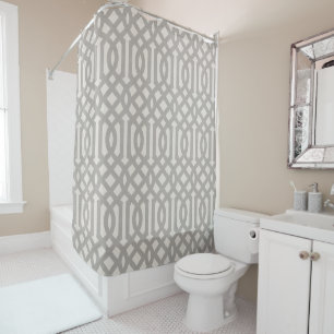Grey Trellis Modern Farmhouse Bathroom Decor Shower Curtain