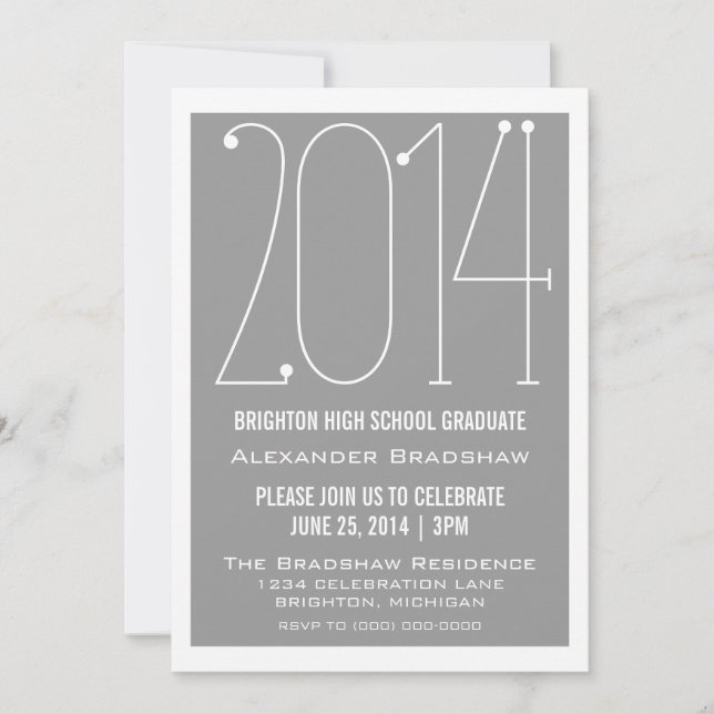 Grey Trendy 2014 Graduation Invitation (Front)