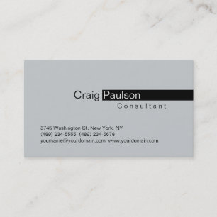 Grey Trendy Black Stripe Consultant Business Card