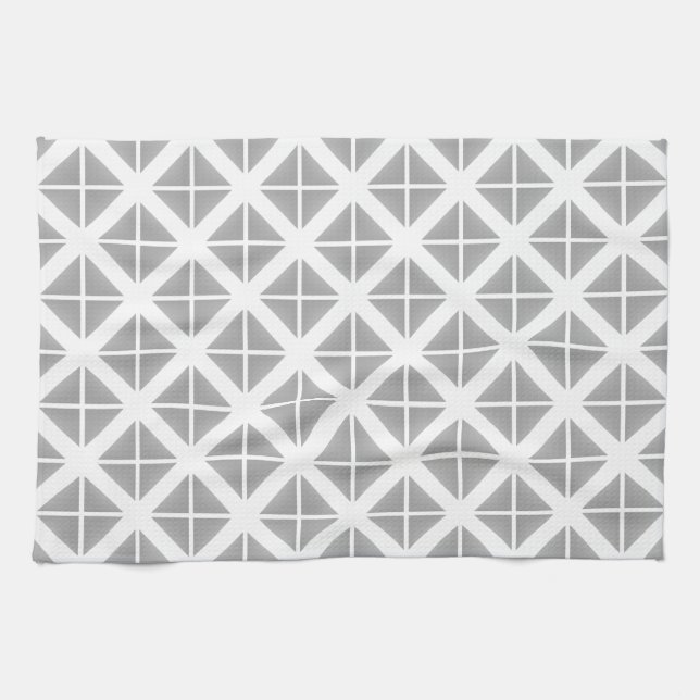 Grey Trendy Triangle Pattern Tea Towel (Horizontal)