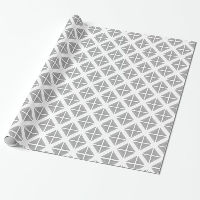 Grey Trendy Triangle Pattern Wrapping Paper (Unrolled)