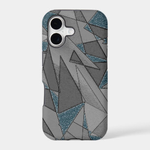 Grey triangle cutouts with rough dark blue pieces