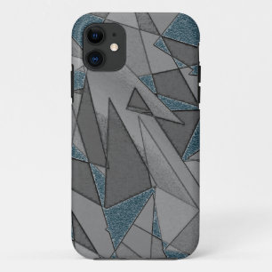 Grey triangle cutouts with rough dark blue pieces Case-Mate iPhone case