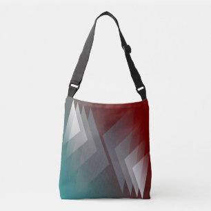 Grey triangles on teal burgundy crossbody bag