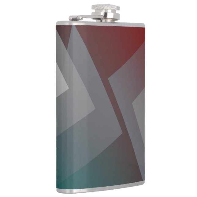 Grey triangles on teal burgundy hip flask (Right)