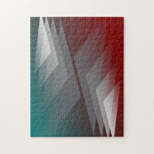 Grey triangles on teal burgundy jigsaw puzzle