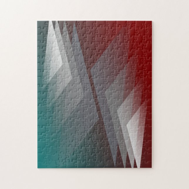 Grey triangles on teal burgundy jigsaw puzzle (Vertical)