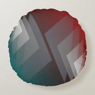 Grey triangles on teal burgundy round cushion