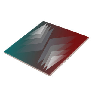Grey triangles on teal burgundy tile