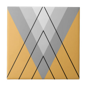 Grey triangles on yellow background tile