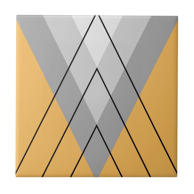 Grey triangles on yellow background tile (Front)