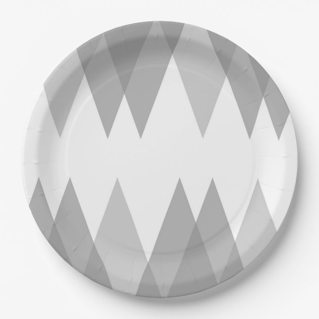 Grey triangles paper plate (Front)