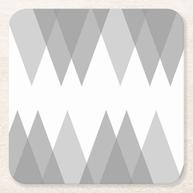 Grey triangles square paper coaster (Front)