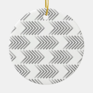 Grey Tribal Arrow Pattern Ceramic Tree Decoration