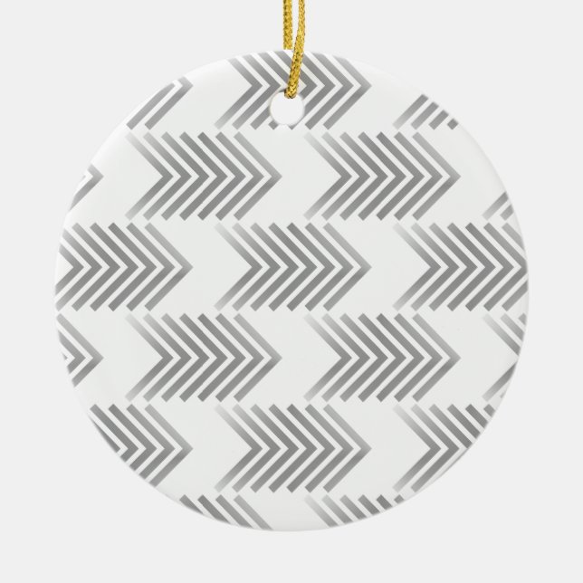 Grey Tribal Arrow Pattern Ceramic Tree Decoration (Front)