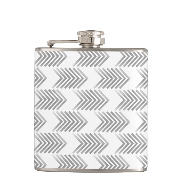 Grey Tribal Arrow Pattern Hip Flask (Front)