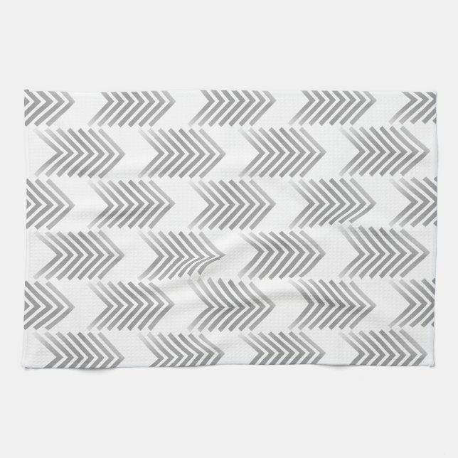 Grey Tribal Arrow Pattern Tea Towel (Horizontal)