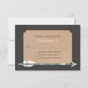Grey Tribal Arrow Wedding RSVP Card