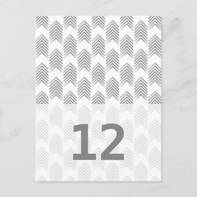 Grey Tribal Arrows Table Number Postcard (Front)