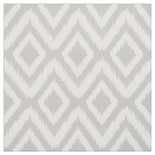 Grey Tribal Ikat Chevron Fabric