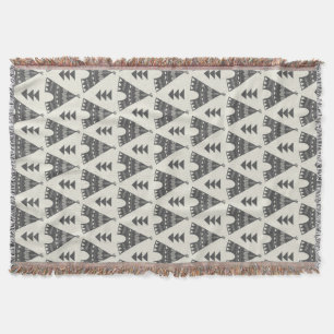 Grey Tribal Teepees Throw Blanket