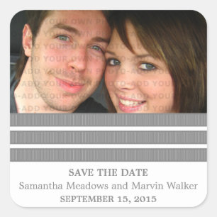 Grey Triple Stripe Save the Date Stickers