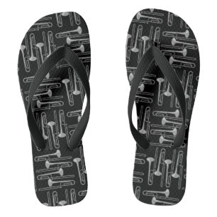 Grey Trombone Crosshatch Black Pattern Jandals