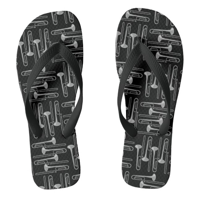 Grey Trombone Crosshatch Black Pattern Jandals (Footbed)