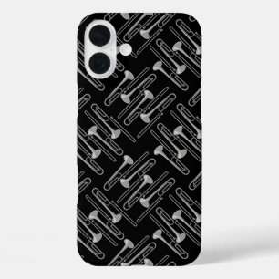 Grey Trombone Crosshatch iPhone 16 Plus Case
