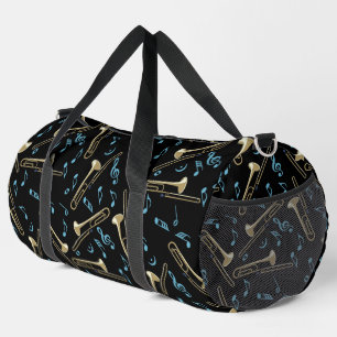 Grey Trombone Crosshatch Pattern Duffle Bag