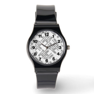 Grey Trombone Crosshatch Pattern Watch