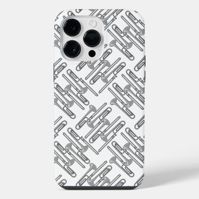 Grey Trombone Crosshatch White Pattern iPhone Case (Back)