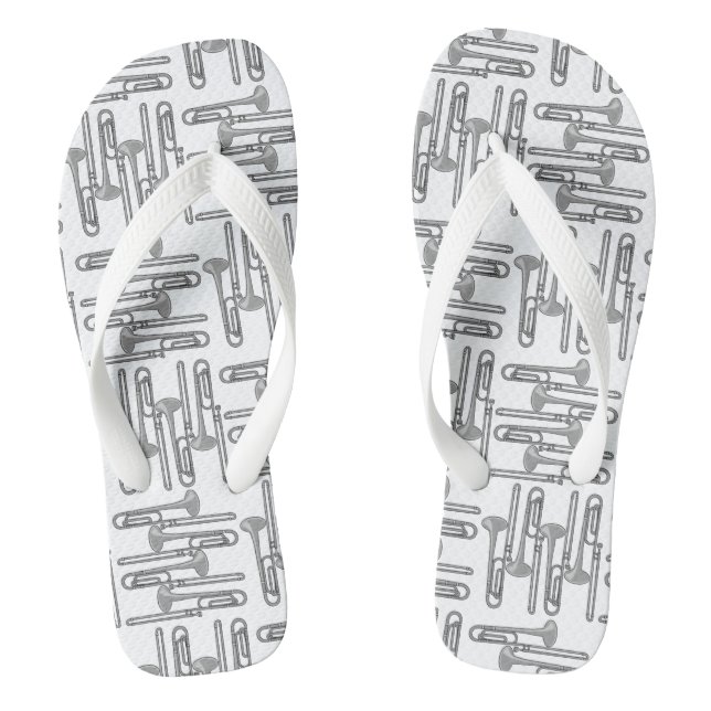 Grey Trombone Crosshatch White Pattern Jandals (Footbed)
