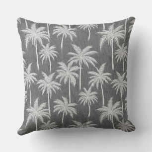Grey Tropical Vibes Palm Trees Pillow