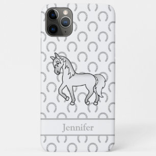 Grey Trotting Horse Cute Cartoon Illustration Case-Mate iPhone Case