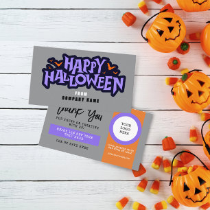 Grey Trunk or Treat Halloween Coupon Business Card