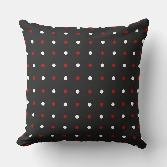 grey, turkey red and white dots cushion (Front)