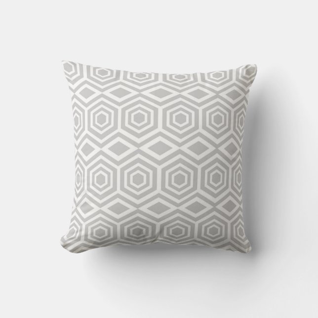 Grey Turkish Geometric Pattern Cushion (Front)