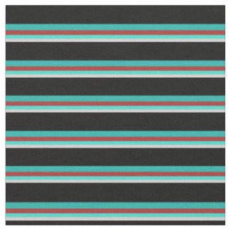 Grey, Turquoise, Brown, Light Sea Green & Black Fabric