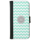 Grey Turquoise Chevron Pattern Monogram