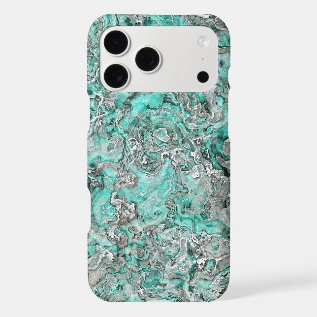 Grey Turquoise Mint Green Minerals Agate Pattern (Back)
