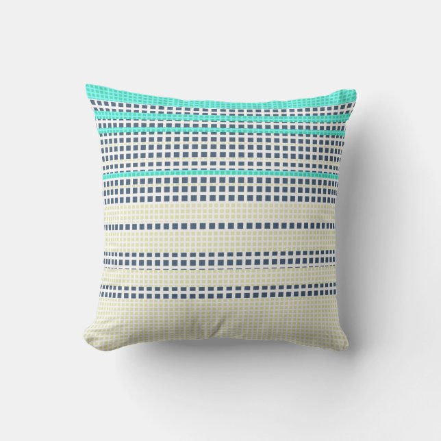Grey turquoise plaid cushion (Front)