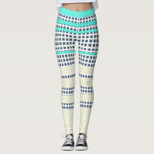 Grey turquoise plaid leggings
