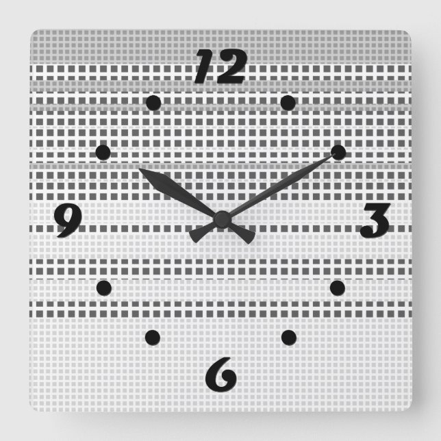 Grey turquoise plaid square wall clock (Front)