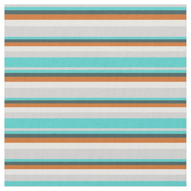 Grey, Turquoise, Slate Grey, Chocolate & White Fabric (Close Up)